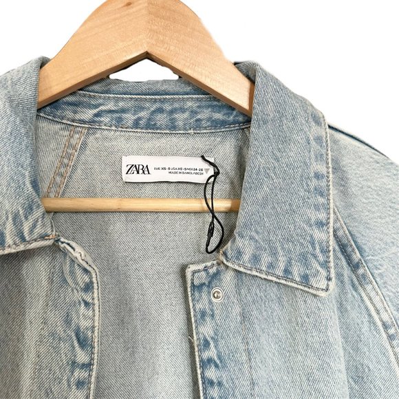 Zara Blue Denim Trench Coat - Picture 15 of 16